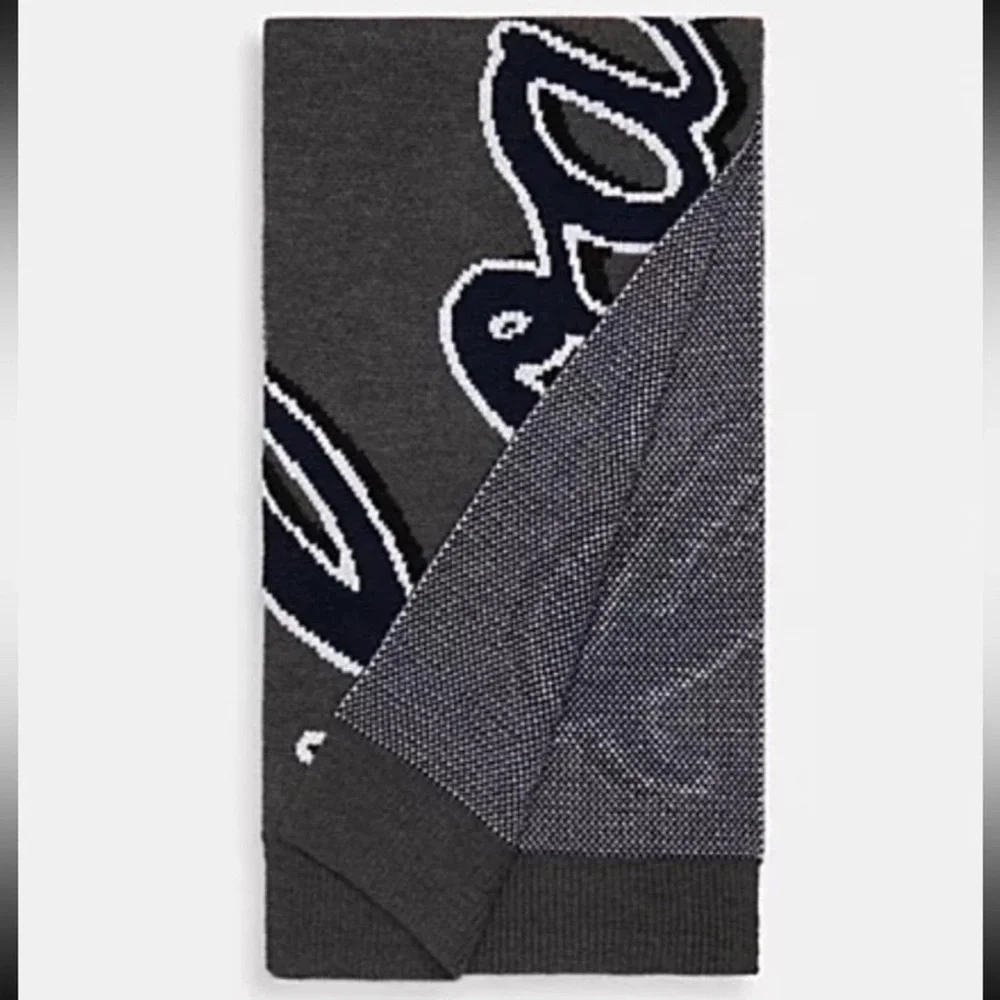 NWT Coach Script Print Knit Muffler Scarf - Picture 2 of 5